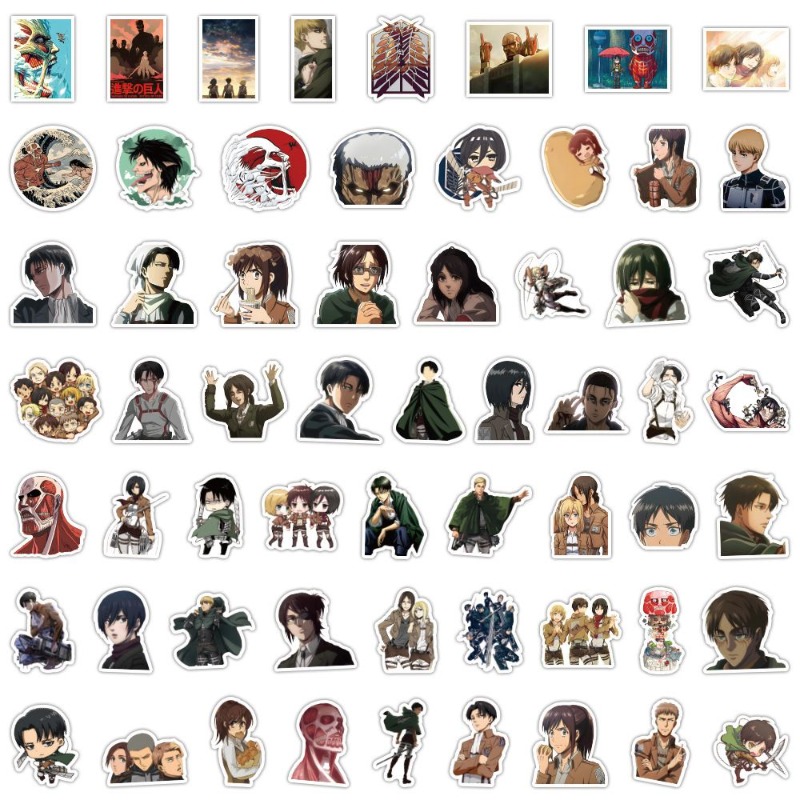 Laptop Original Accessories - 60 Stück Attack on Titan Anime-Aufkleber,