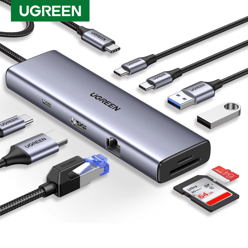 Usb C Hub - UGREEN Revodok 9-in-1-USB-C-Hub, Gigabit-Ethernet-Adapter, 4K, 60